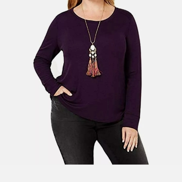 INC Long Sleeve Ribbed Basic T - Picture 1 of 2